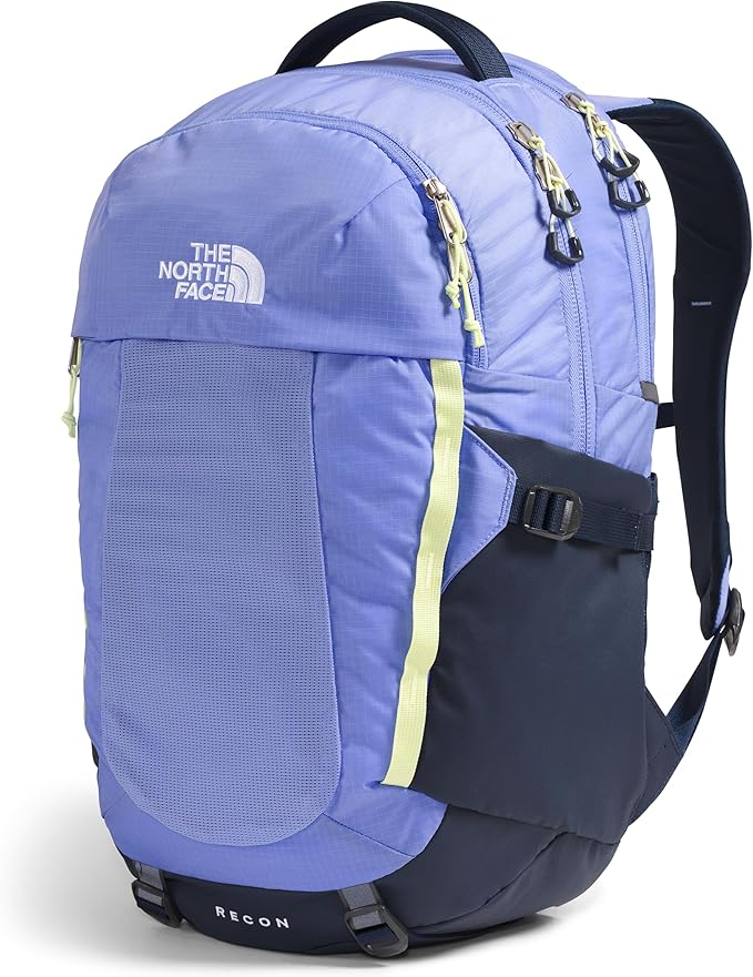 The North Face Women's Recon Everyday Laptop Backpack - Commuter Travel Bag, 18" Laptop Sleeve, Water-Repellent, Periwinkle Glow/Summit Navy/Lemon Mist, One Size