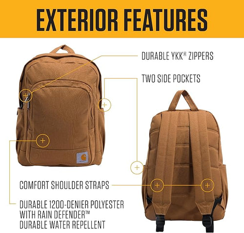 Carhartt 25L Classic Laptop Backpack, Durable Water-Resistant Pack W/ 15" Laptop Sleeve and Multiple Organizational Compartments, Contains PFAS, Blind Duck Camo