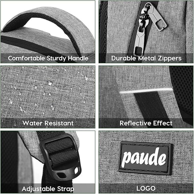 Paude Backpack for School, Laptop, Bookbag for Teen Boys - 15.6 Inch College Backpack for University, Business, Work, Travel