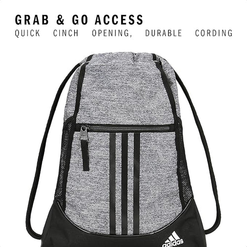 adidas Alliance Sackpack – Drawstring Backpack for Sports, Small Gym Bag