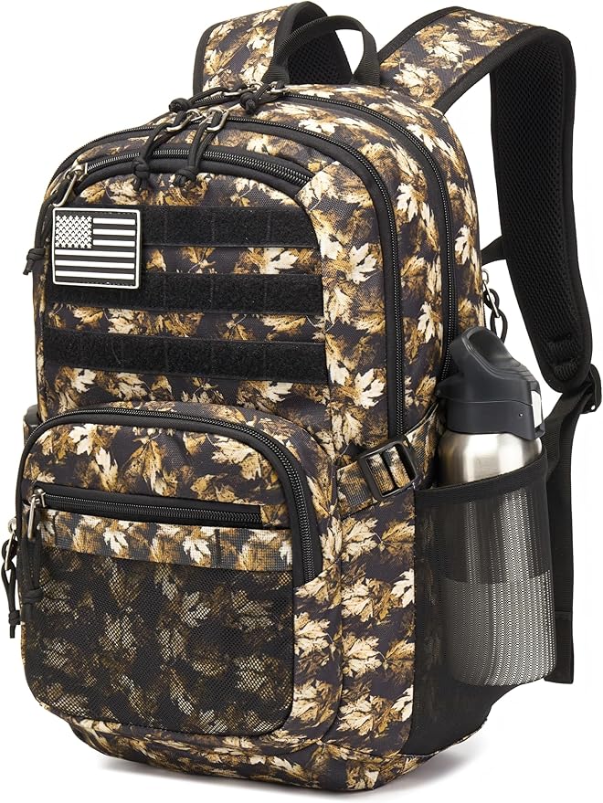 Military Tactical Backpack for Men Army 3 Days Assault Pack Bag with Molle System for Outdoor Adventures (yellow maple leaf, 30L)