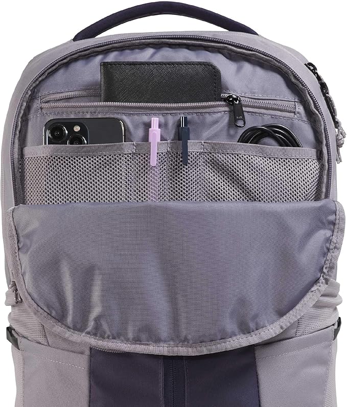 The North Face Lichen Daypack - Everyday Commuter Backpack, Laptop Sleeve, Water Bottle Pockets, Center Front Pouch, Transcendent Grey/Endless Dusk, One Size