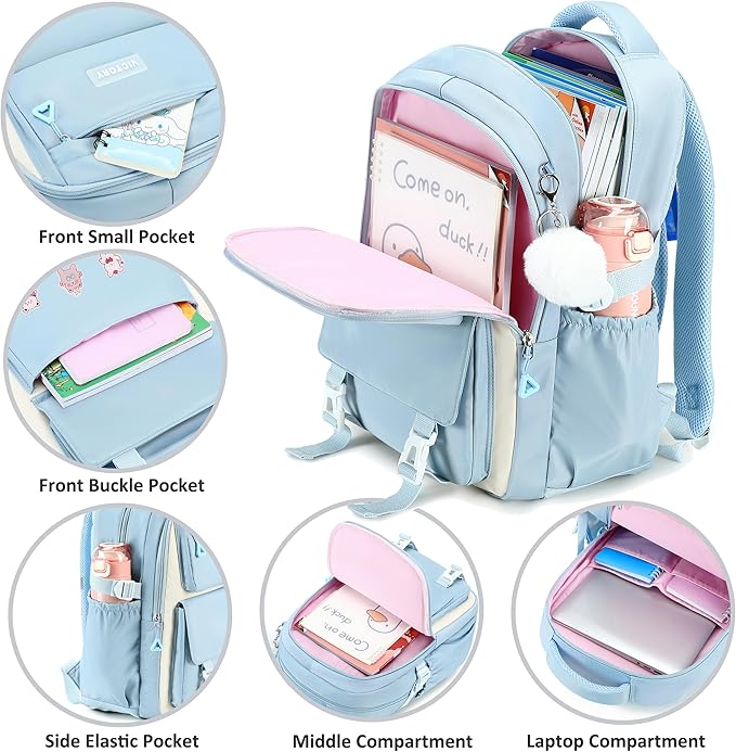AO ALI VICTORY Backpack for Women Girls Set with Pencil Case 15.6 Inch Laptop School Bag Kids Elementary College Backpacks