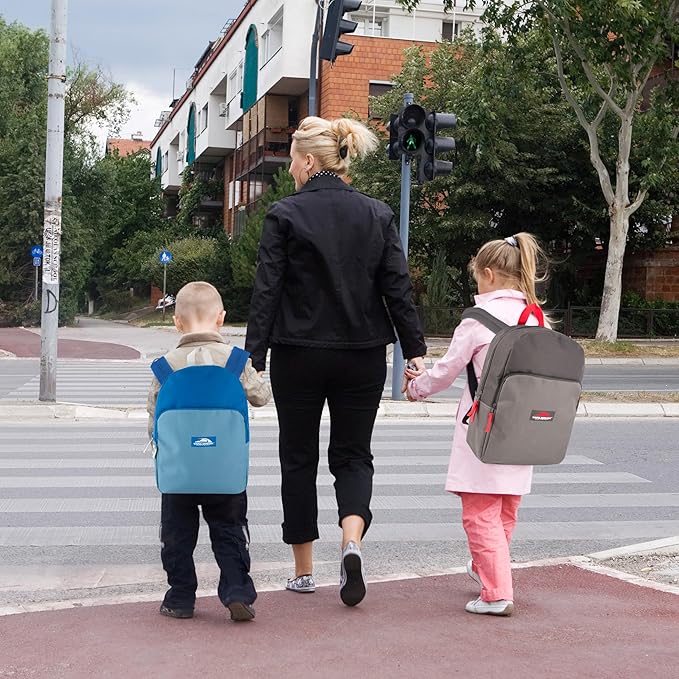 Color Block Backpacks for School Boys and Girls, 15 Inch Two Tone Colorful Small Travel Backpack for Kids (Blue)