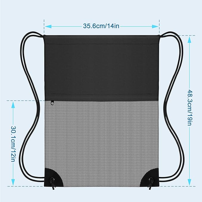 Drawstring Backpack Gym Bag - String Gym Bag for Men & Women, Lightweight Cinch Sports Sackpack for Beach, Travel, Yoga, Swimming, Black Gray