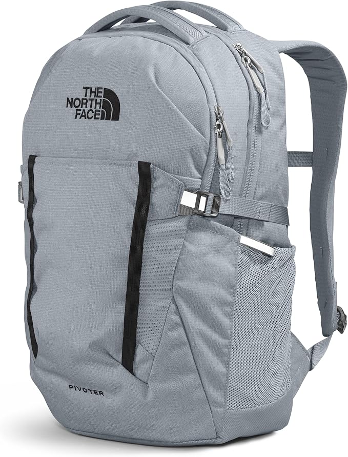 The North Face Pivoter Everyday Laptop Backpack - NPF, Mid Grey Dark Heather/TNF Black-NPF, One Size