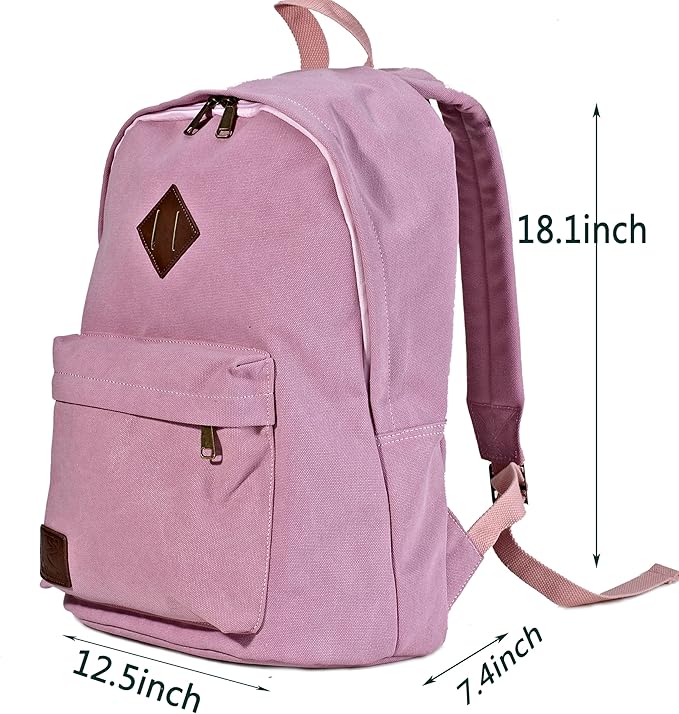 Canvas Laptop Backpack, Durable Rucksack, Travel Bag Fits 15.6 Inch Notebook for Women Factory Directly (Pink)