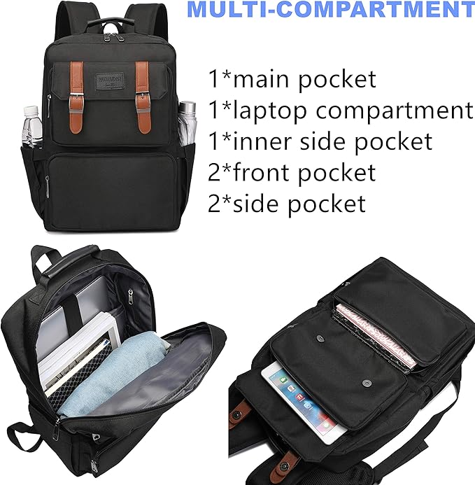 YALUNDISI Laptop Backpack for Women Men Vintage Backpack Bookbags Anti Theft Bookbag 15.6inch