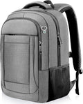Travel Backpack, 17 Inch Laptop Backpack Airline Approved, Business Anti Theft Slim Sturdy Work Computer College High School Backpack Bag Fits 17.3 Inch Notebook for Men Women, Grey