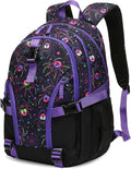 BLUEFAIRY High School Backpack for Girls Boys Middle School Bookbag for Kids Back to School Bag for College with Large Compartment Casual Daypack Mochilas para Niñas Adolescentes 18" Black Purple