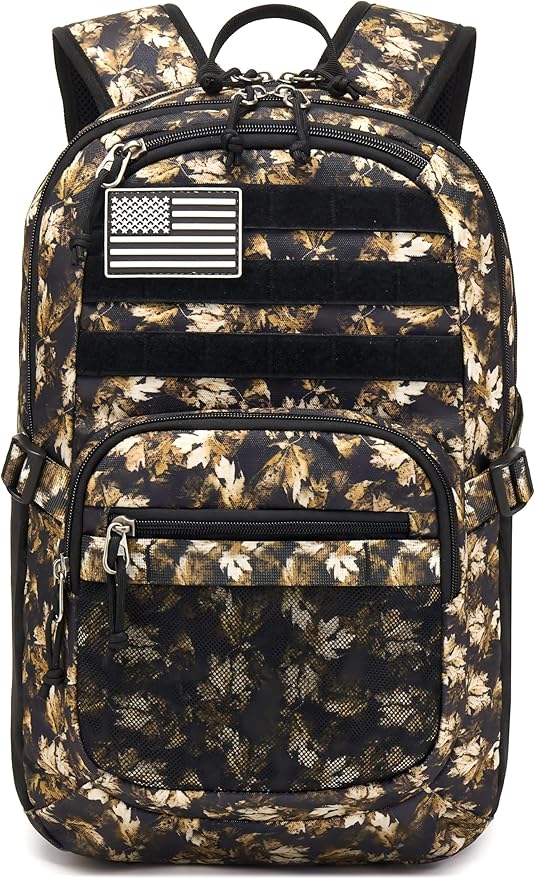 Military Tactical Backpack for Men Army 3 Days Assault Pack Bag with Molle System for Outdoor Adventures (yellow maple leaf, 25L)