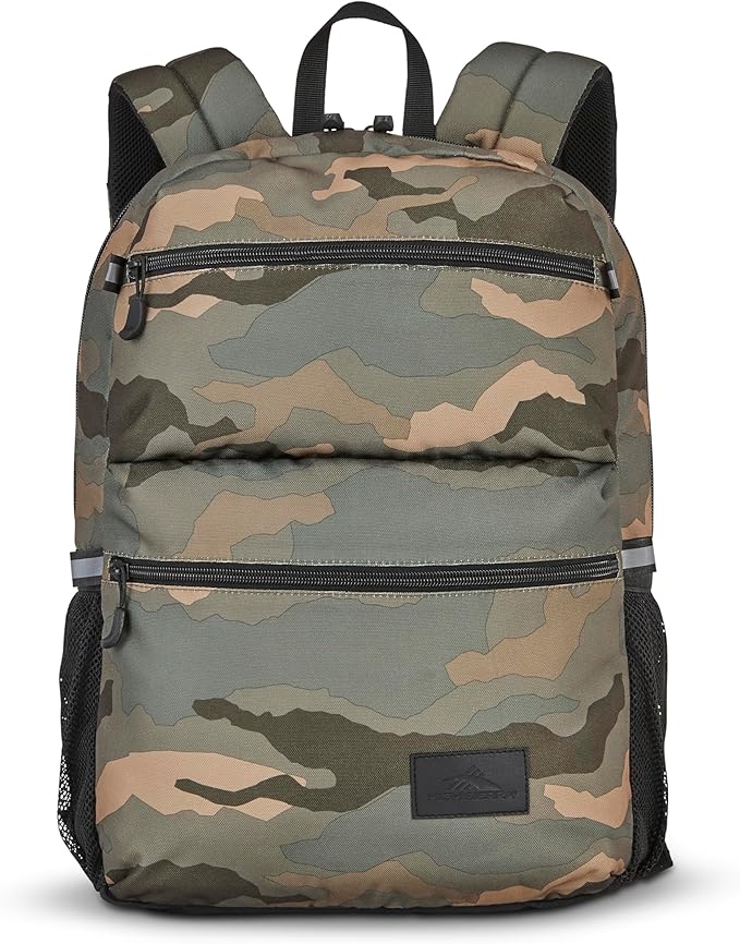 High Sierra Everclass Backpack - Travel or Work Laptop Bookbag with 360° Reflectivity, Dual Water Bottle Pockets & Fits Laptops Up To 15.6”, One Size, Natural Camo