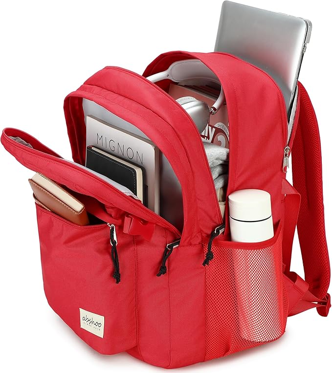 abshoo 32L Backpack for School College Bookbag Middle High School Backpacks Casual Daypack Travel Backpack (Red)