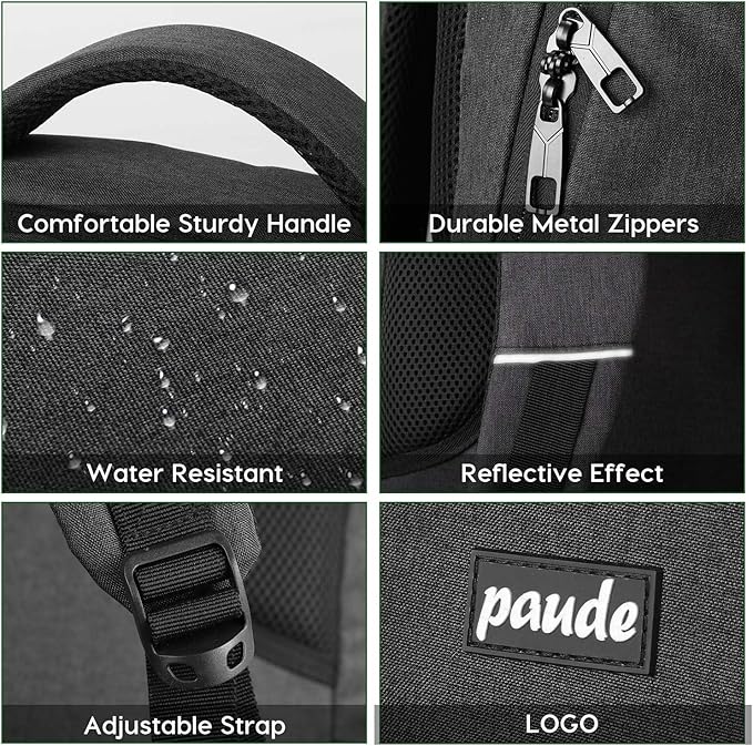 Paude Backpack for Men and Women,17.3 inch School Backpack for Teens,Travel Laptop Backpack with USB Charging port for Business College Travel