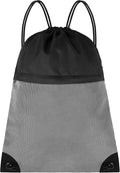 Drawstring Backpack Gym Bag - String Gym Bag for Men & Women, Lightweight Cinch Sports Sackpack for Beach, Travel, Yoga, Swimming, Black Gray