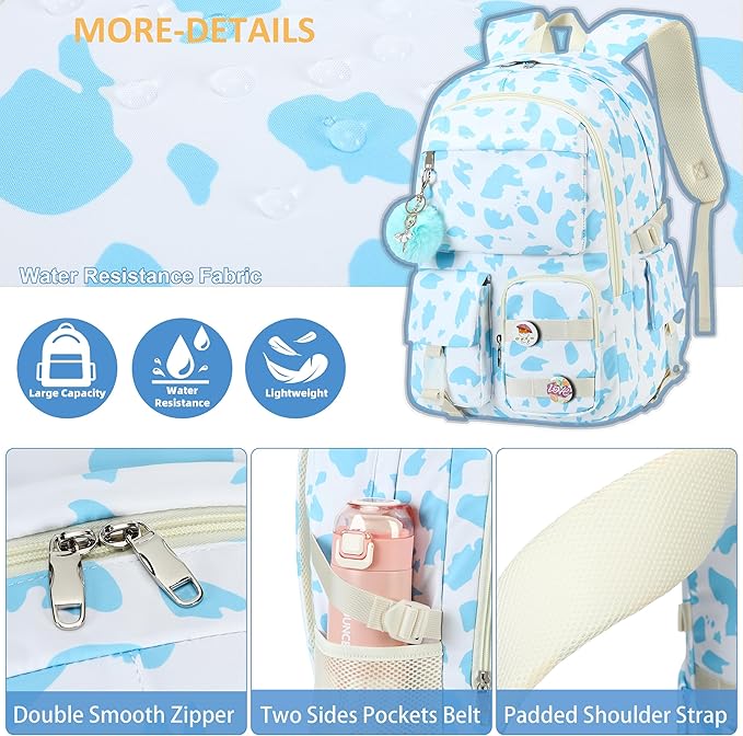 Hidds Backpack for Girls College School Backpacks Kids Bookbag School Bag Travel Laptop Daypack Teens Women (Blue)