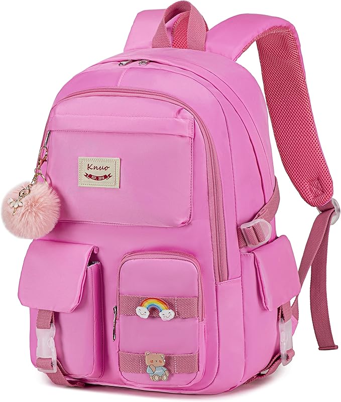 Backpack for girls Laptop Backpacks 15.6 Inch College Cute Bookbag Anti Theft Primary Elementary School Bag Casual Daypack for Teens Girls Women Students （Rose