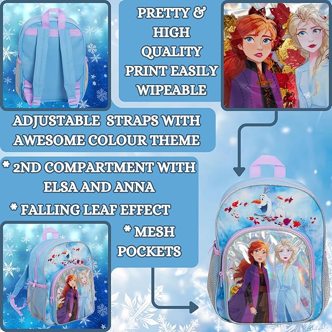 Disney® Official Frozen 2 Backpack for Girls with Elsa & Anna Into The Unknown School Nursery Travel Rucksack Lunch Bag
