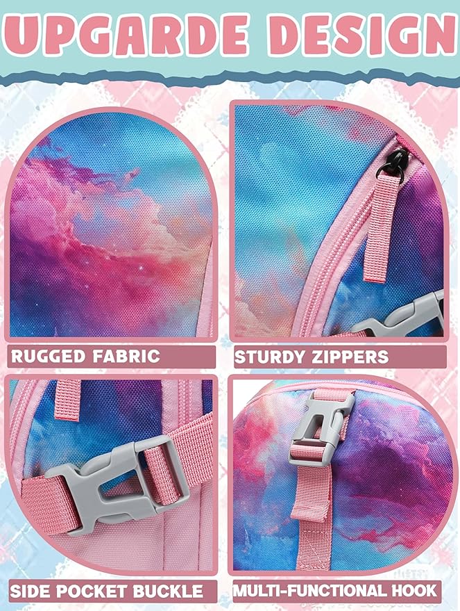 BLUEFAIRY High School Backpack for Girls Boys Middle School Bookbag for Kids Back to School Bag for College with Large Compartment Casual Daypack Mochilas para Niñas Adolescentes 18" Cherry Pink