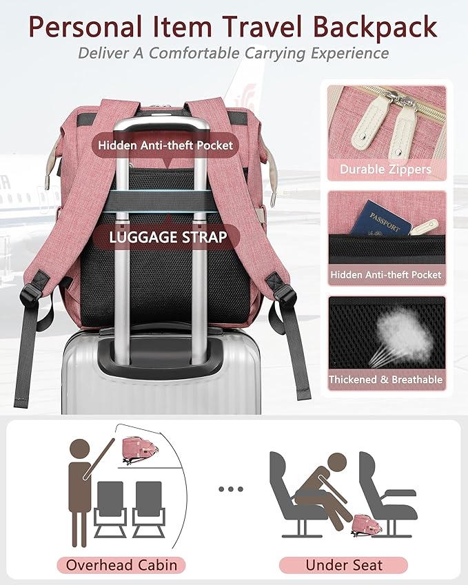 FALANKO Backpack for Women,Wide Open Work Large USB Charging Port Student Bookbag for 15.6 Inch Laptop,Doctor Teacher Nurse College School Travel Bag,Water Resistant Laptop Bookbag Computer Back Pack