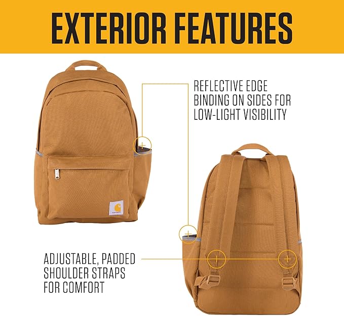 Carhartt 21L Classic Laptop Backpack, Water-Resistant Pack W/ 15" Laptop Sleeve and Organizational Compartments, Seabrook