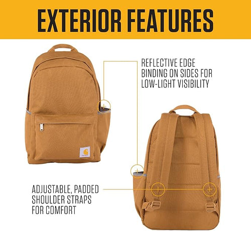 Carhartt 21L Classic Laptop Backpack, Water-Resistant Pack W/ 15" Laptop Sleeve and Organizational Compartments, Seabrook