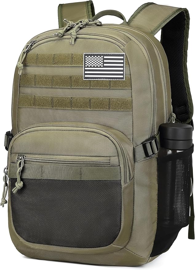 Military Tactical Backpack for Men Army 3 Days Assault Pack Bag with Molle System for Outdoor Adventures (Military green, 25L)