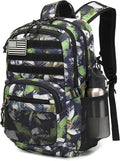 Military Tactical Backpack for Men Army 3 Days Assault Pack Bag with Molle System for Outdoor Adventures (green leaves, 30L)