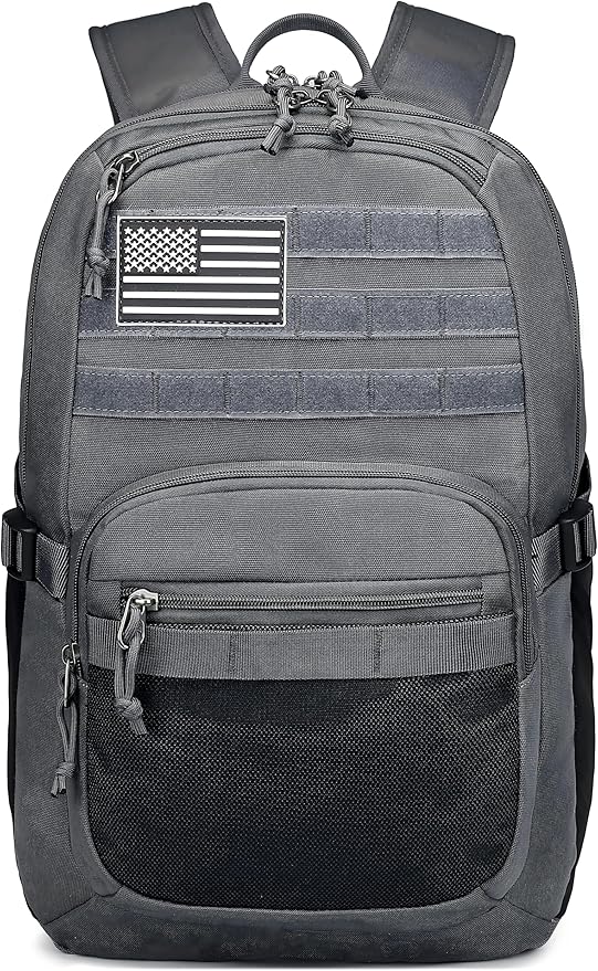 Military Tactical Backpack for Men Army 3 Days Assault Pack Bag with Molle System for Outdoor Adventures (grey, 25L)