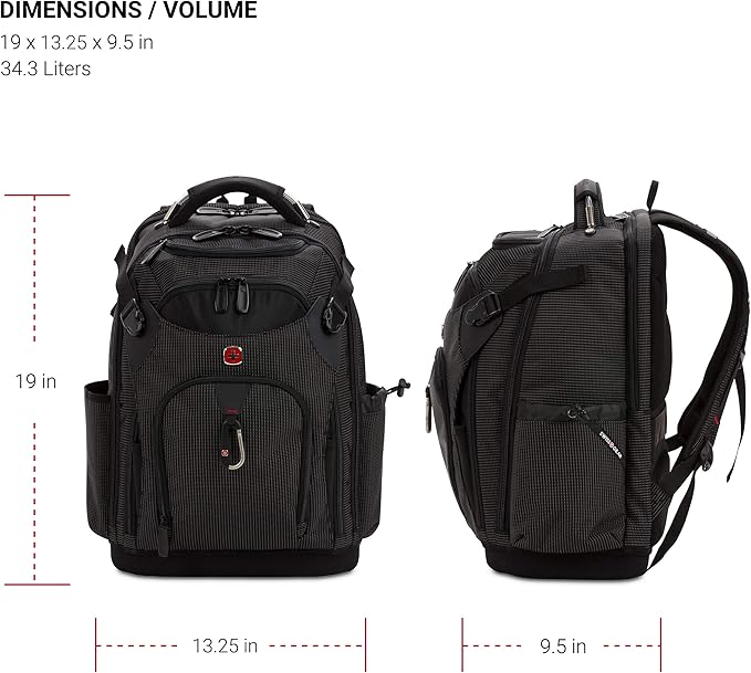 SwissGear Tool Bag Backpack, Fits Up to 17-Inch Laptop, Work Pack PRO, Black
