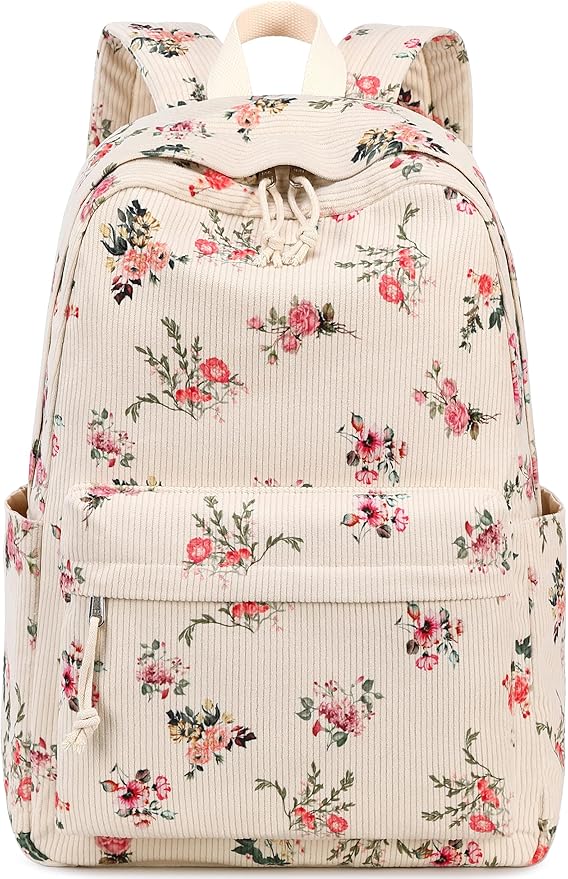 School Backpack for Teen Girls Women Laptop Backpack College Bookbags Middle School Travel Work Commuter Back Pack(Corduroy flower)
