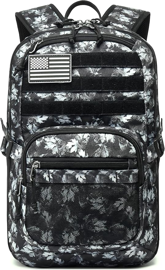 Military Tactical Backpack for Men Army 3 Days Assault Pack Bag with Molle System for Outdoor Adventures (Gray Maple Leaf, 25L)