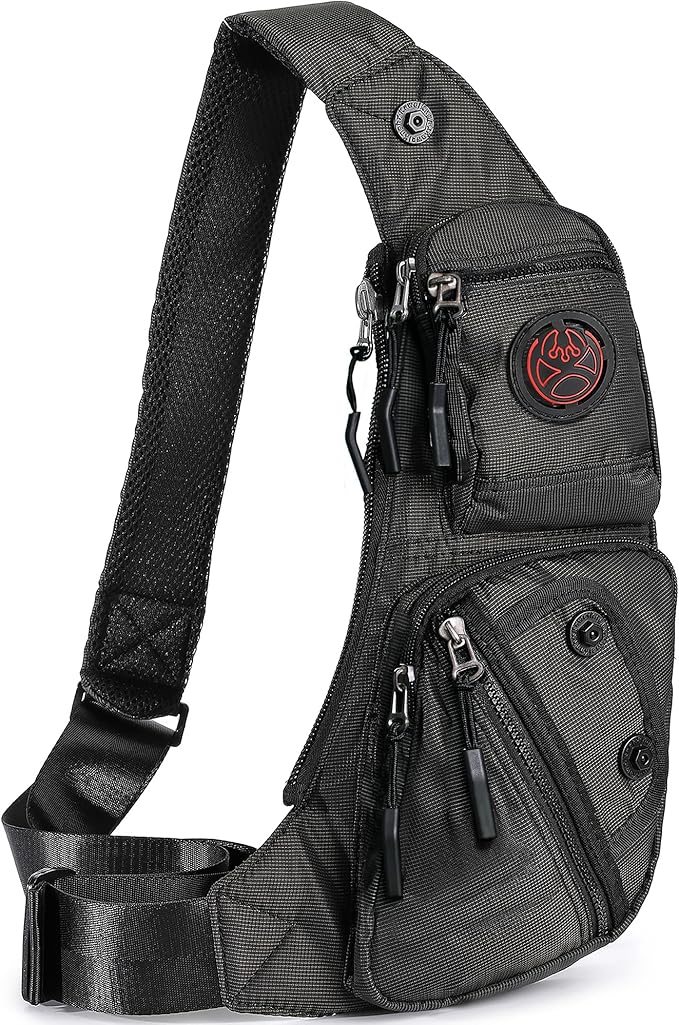 NICGID Sling Bag Chest Shoulder Backpack Crossbody Bags Casual Daypack for Men Women (Black-2620N)
