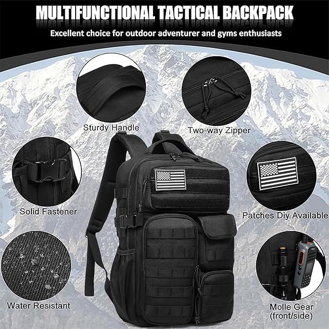 Wotony Tactical Backpack - Military waterproof backpack with multiple pockets and tactical gear for the outdoors (Green Leaf, 30L)