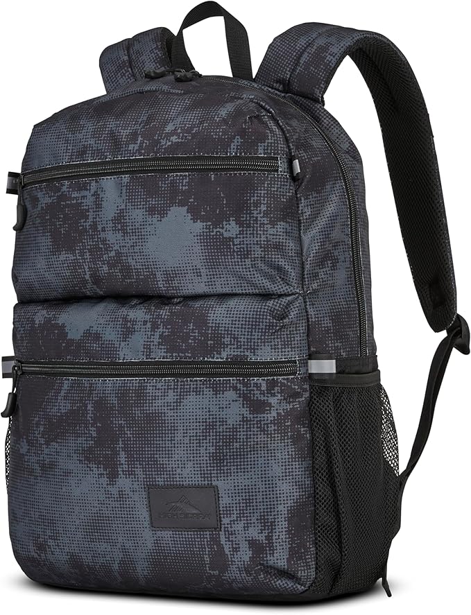 High Sierra Everclass Backpack - Travel or Work Laptop Bookbag with 360° Reflectivity, Dual Water Bottle Pockets & Fits Laptops Up To 15.6”, One Size, Charcoal Waves