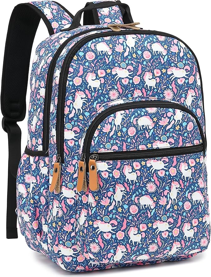 Leaper Water-resistant Cute Unicorn Laptop Backpack Travel Bag College Backpack Satchel Dark Blue