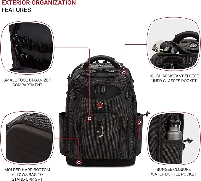 SwissGear Tool Bag Backpack, Fits Up to 17-Inch Laptop, Work Pack PRO, Black