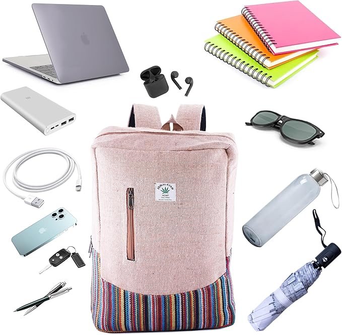 Anitya Hemp Backpack, Multi-Functional Pockets, Eco-Friendly, Unisex, Hiking Daypack, Durable Rucksack (AHLB011)