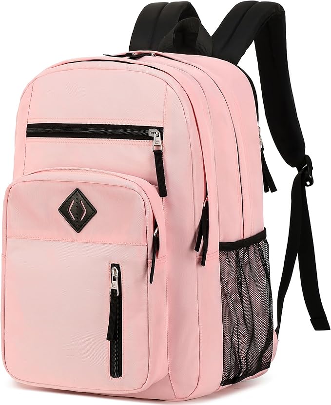 Laptop Backpack 17 inch for Women Men Large College Bookbags Waterpoof Work Business Travel Backpacks Kids School Bag for Girls Boys Students Teens Elementary Schoolbag Casual Daypack Sport-Pink