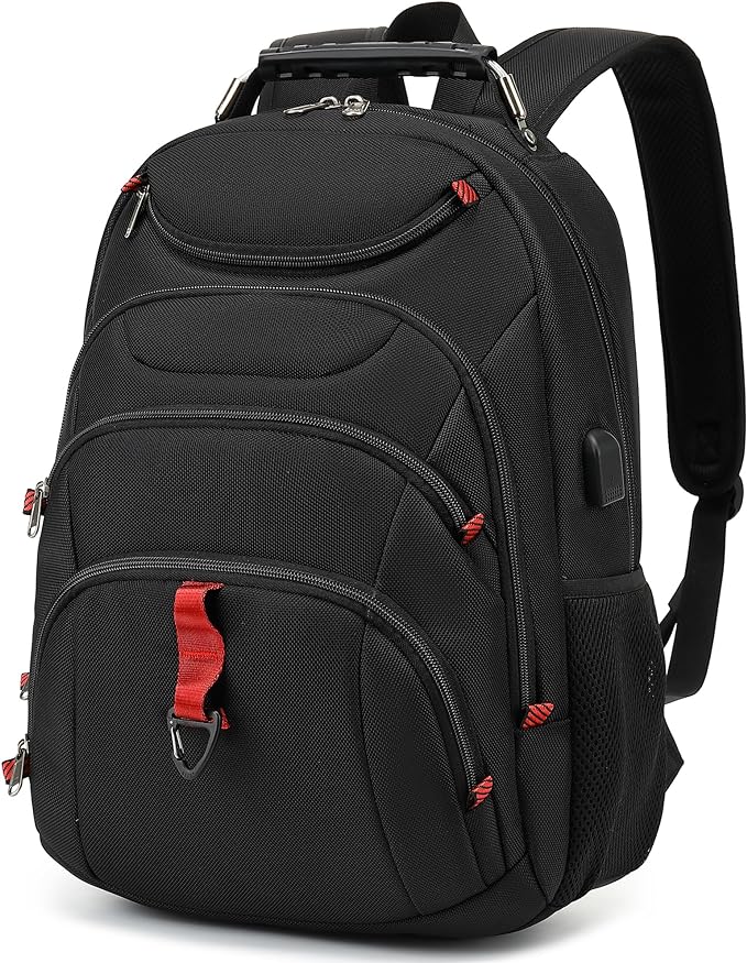 Boavan Laptop Backpack for men, 15.6 inch Laptop Bag with USB Port, Waterproof Travel Work Backpack Purse, Anti-Theft Teacher Nurse Doctor Casual Bookbags Office Business backpack，Black