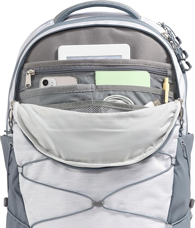 The North Face Women's Borealis Commuter Laptop Backpack - Everyday Travel Bag, Laptop Sleeve, Reflective Details, TNF White Metallic Mélange/Mid Grey-NPF, One Size