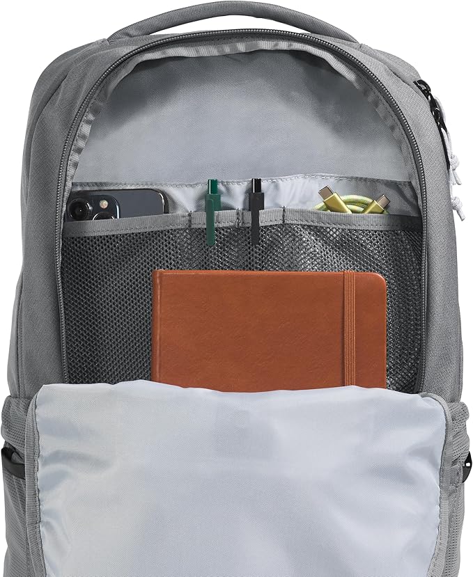 The North Face Lichen Daypack - Everyday Commuter Backpack, Laptop Sleeve, Water Bottle Pockets, Center Front Pouch, Smoked Pearl Dark Heather/TNF Black, One Size