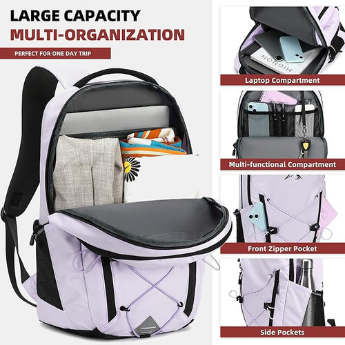 AO ALI VICTORY Women's Laptop Backpack 15.6 inch,Travel Backpack for Men,College Bookbag, Lightweight Outdoor Sport Hiking Back Pack, Everyday Daypack, Purple