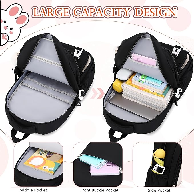 AO ALI VICTORY Backpack for Women Girls Set with Pencil Case 15.6 Inch Laptop School Bag Kids Elementary College Backpacks