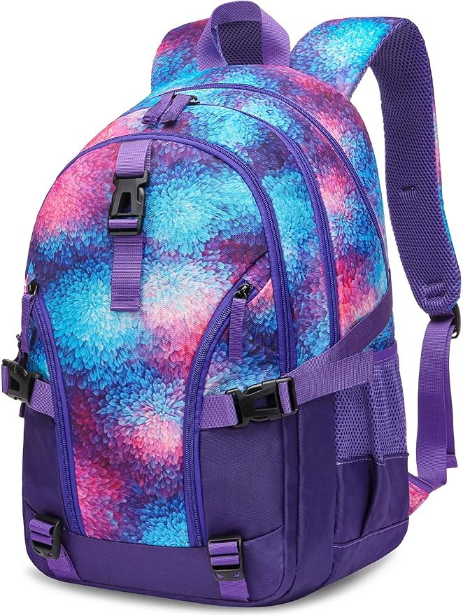 BLUEFAIRY High School Backpack for Girls Boys Middle School Bookbag for Kids Back to School Bag for College with Large Compartment Casual Daypack Mochilas para Niñas Adolescentes 18" Grape Purple