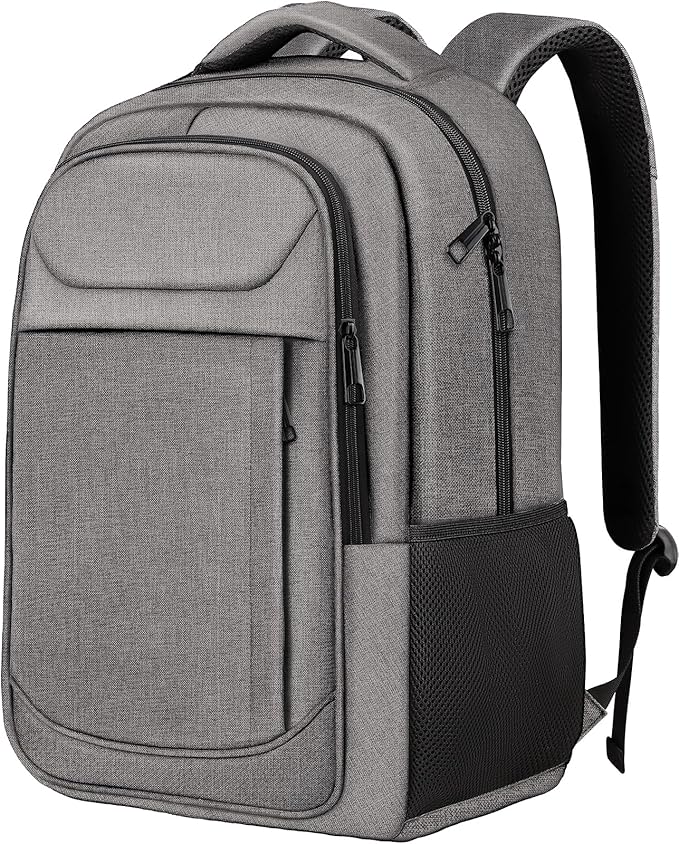 Travel Backpack, Laptop Backpack For Men Women, 17 Inch Water Resistant Slim Casual Daypack College School Travel Computer Nurse Work Bag Gifts for Men & Women, Grey