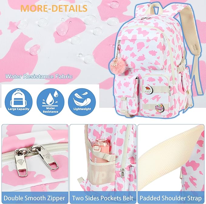 Hidds Backpack for Girls College School Backpacks Kids Bookbag School Bag Travel Laptop Daypack Teens Women (Pink)