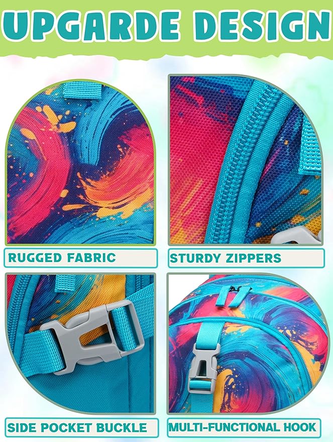 BLUEFAIRY High School Backpack for Girls Boys Middle School Bookbag for Kids Back to School Bag for College with Large Compartment Casual Daypack Mochilas para Niñas Adolescentes 18" Tie Dye Teal
