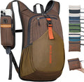 15L Small Hiking Backpack for Men Women Foldable Packable Back Pack Ultralight Hiking Daypack for Travel Camping Outdoor, Chocolate Brown