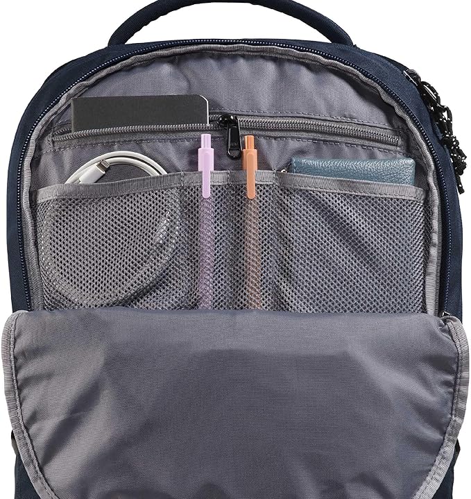 The North Face Lichen Daypack - Everyday Commuter Backpack, Laptop Sleeve, Water Bottle Pockets, Center Front Pouch, Summit Navy/TNF Black, One Size